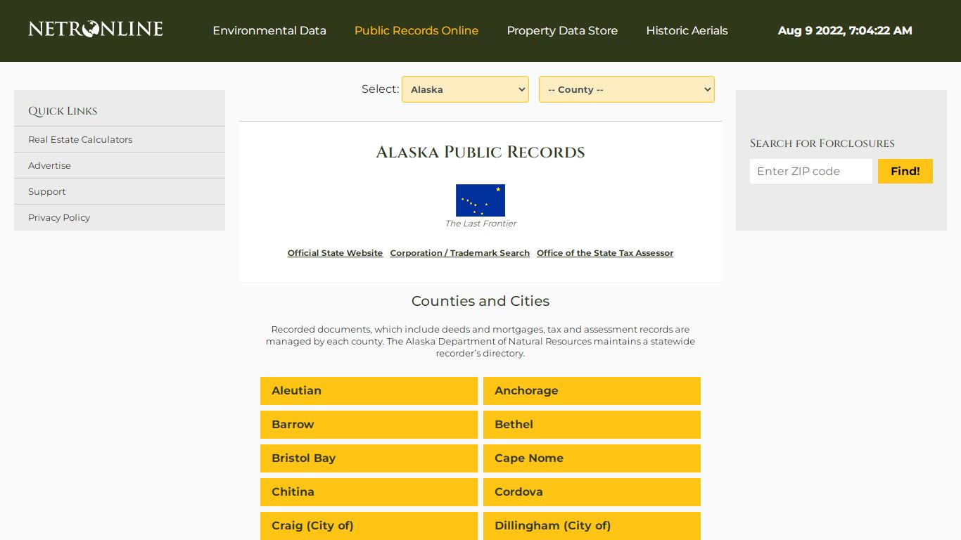 Alaska Public Records Online Directory